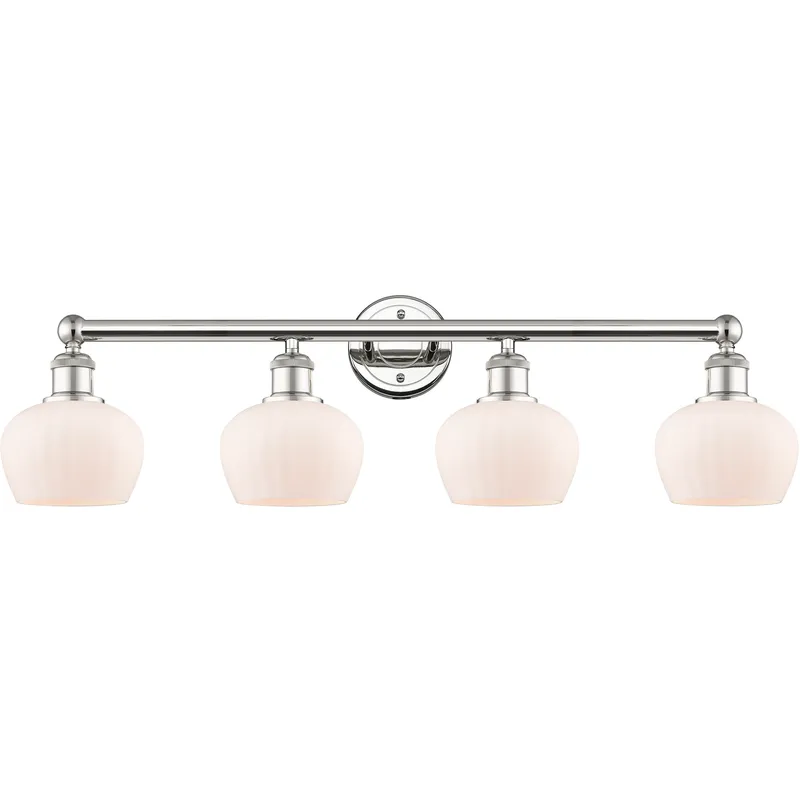 Fenton 4 Light 33.5 inch Polished Nickel Bath Vanity Light Wall Light in Matte White