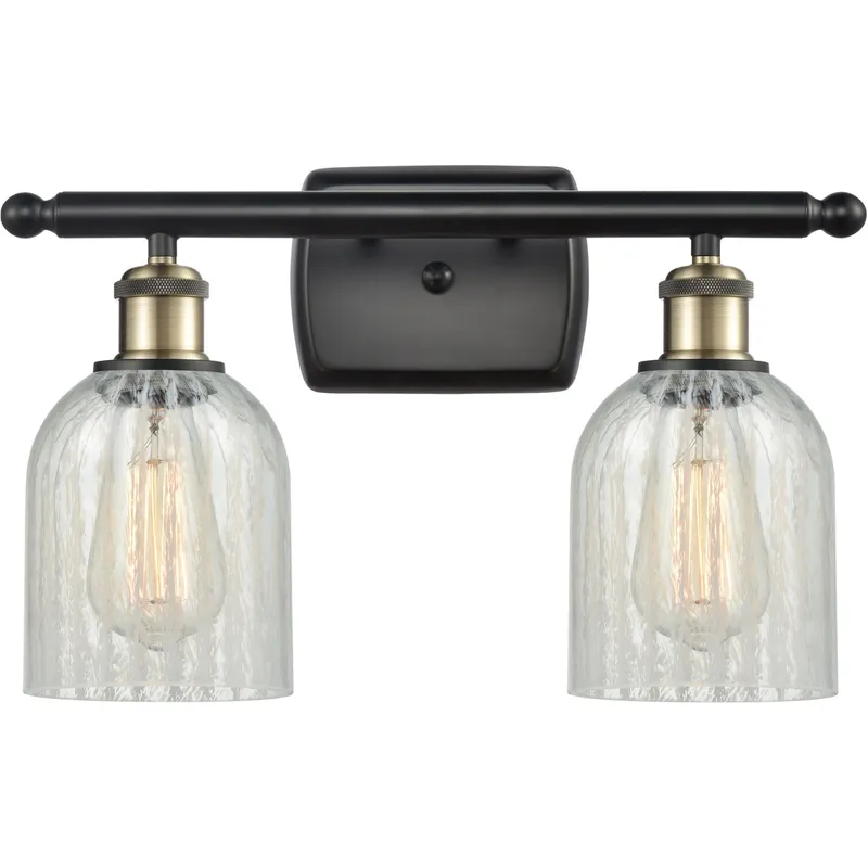 Ballston Caledonia LED 16 inch Black Antique Brass Bath Vanity Light Wall Light in Mouchette Glass, Ballston