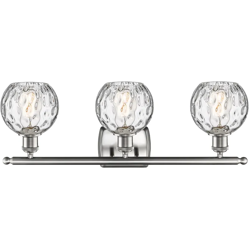 Ballston Athens Water Glass 3 Light 26 inch Brushed Satin Nickel Bath Vanity Light Wall Light