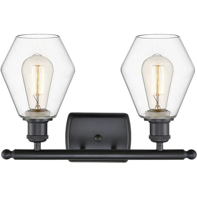 Ballston Cindyrella 2 Light 16 inch Matte Black Bath Vanity Light Wall Light in Incandescent, Clear Glass