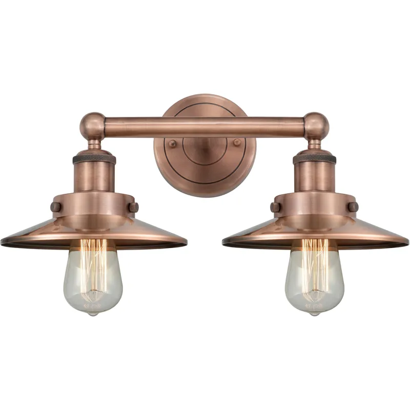 Railraod 2 Light 17 inch Antique Copper Bath Vanity Light Wall Light