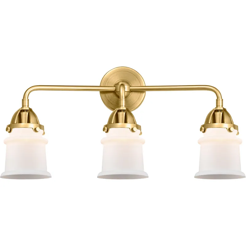 Nouveau 2 Small Canton LED 23.25 inch Satin Gold Bath Vanity Light Wall Light in Matte White Glass