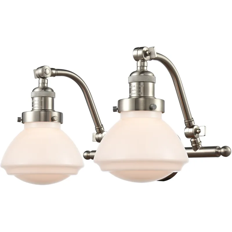 Franklin Restoration Olean LED 19 inch Brushed Satin Nickel Bath Vanity Light Wall Light in Matte White Glass, Franklin Restoration