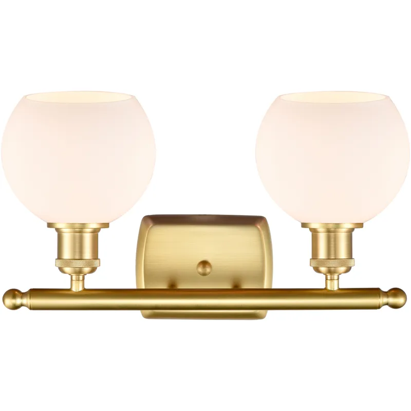 Ballston Athens 2 Light 16 inch Satin Gold Bath Vanity Light Wall Light in Matte White Glass