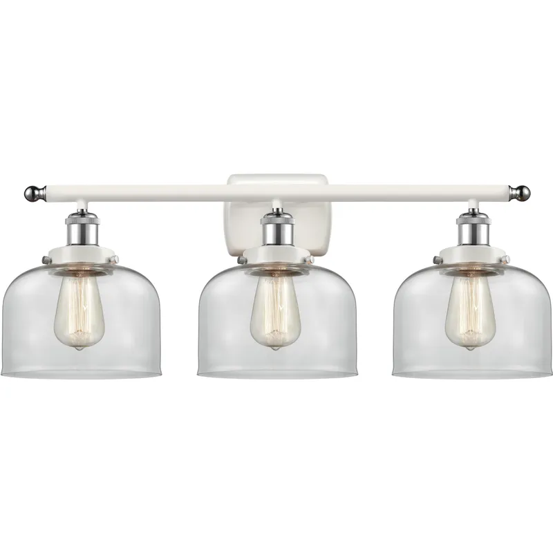 Ballston Large Bell LED 26 inch White and Polished Chrome Bath Vanity Light Wall Light in Clear Glass