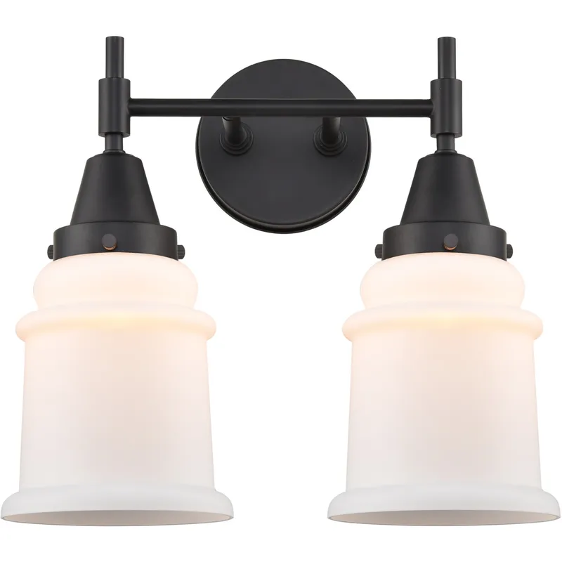 Caden LED 15 inch Matte Black Bath Vanity Light Wall Light in Matte White Glass