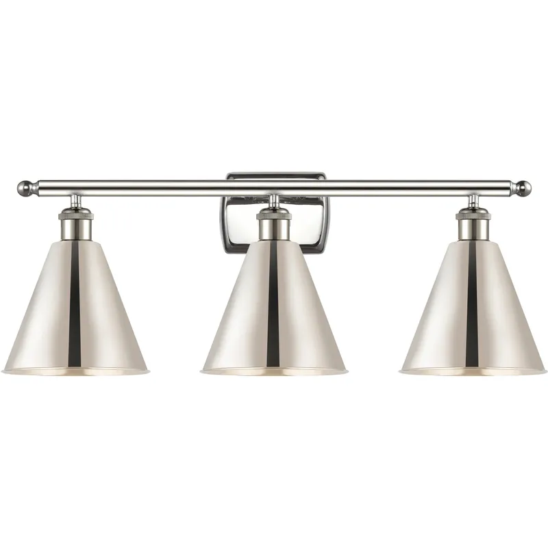 Ballston Cone 3 Light 28 inch Polished Nickel Bath Vanity Light Wall Light