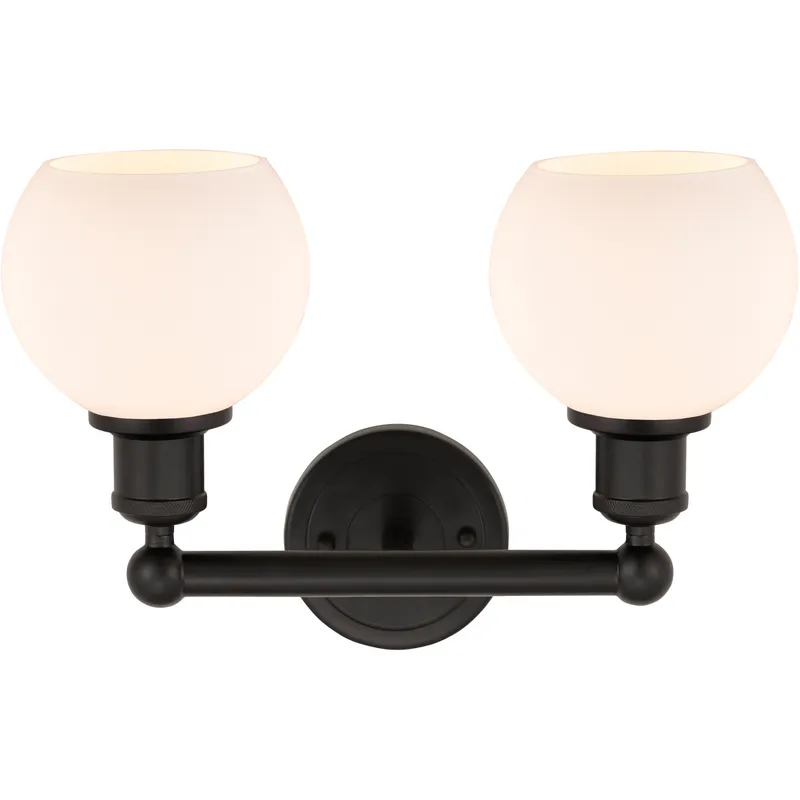 Edison Athens 2 Light 15 inch Oil Rubbed Bronze Bath Vanity Light Wall Light in Matte White Glass