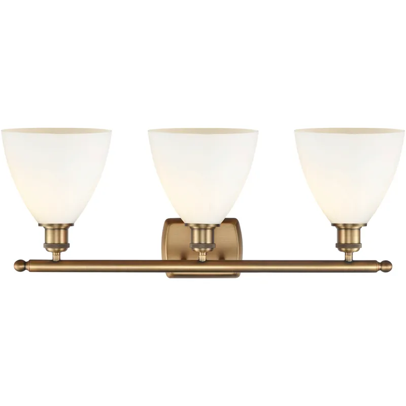 Ballston Ballston Dome LED 28 inch Brushed Brass Bath Vanity Light Wall Light in Matte White Glass