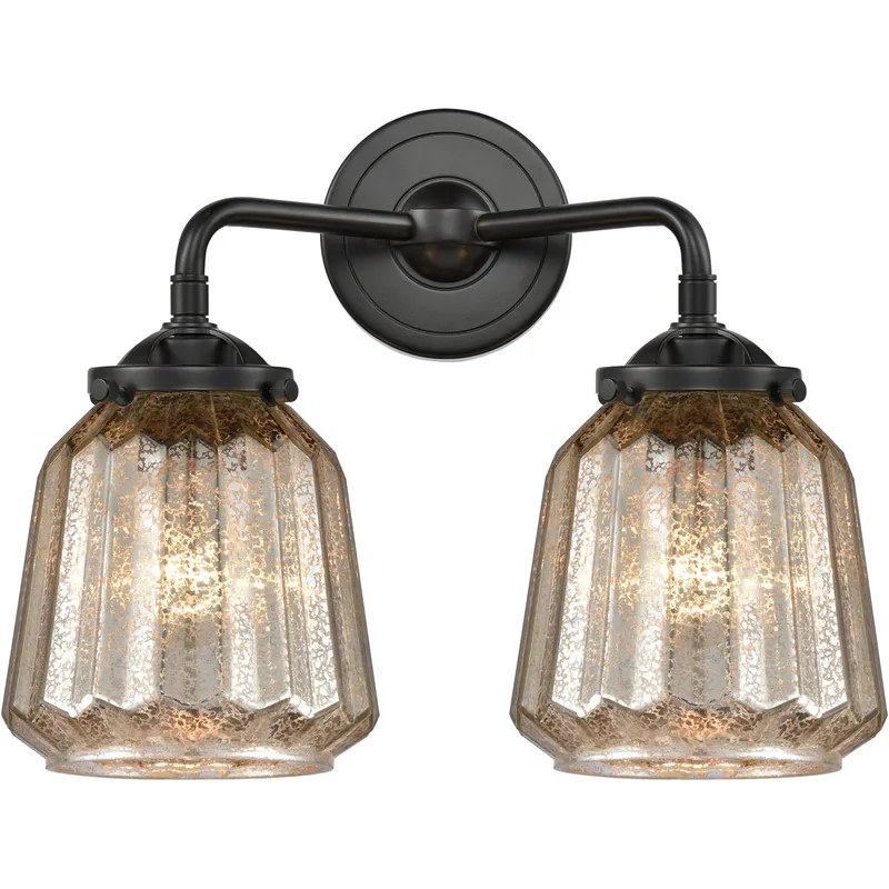 Nouveau Chatham LED 14 inch Oil Rubbed Bronze Bath Vanity Light Wall Light in Mercury Glass, Nouveau