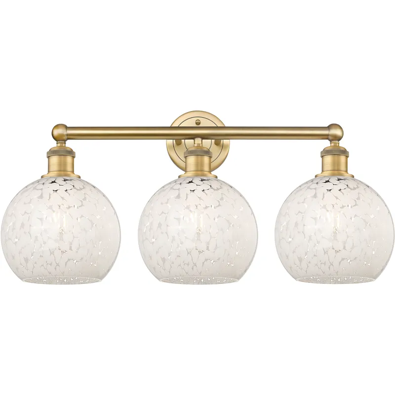 Edison White Mouchette 3 Light 26 inch Brushed Brass Bath Vanity Light Wall Light