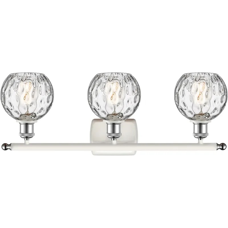 Ballston Athens Water Glass 3 Light 26 inch White and Polished Chrome Bath Vanity Light Wall Light