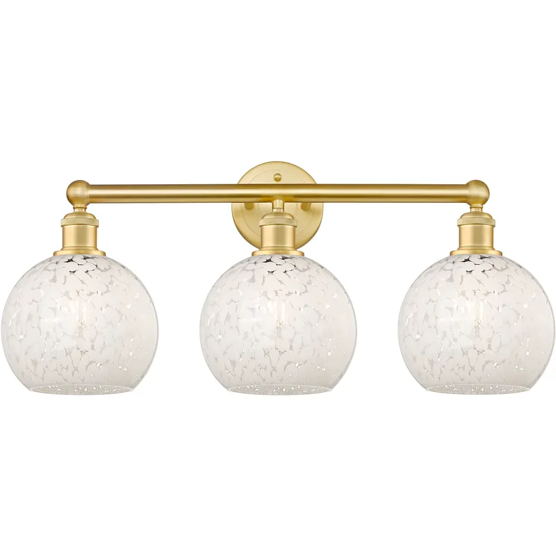 Edison White Mouchette 3 Light 26 inch Satin Gold Bath Vanity Light Wall Light