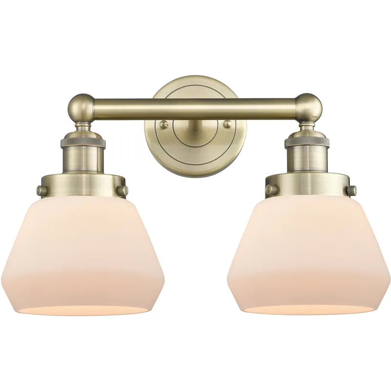 Fulton 2 Light 15.5 inch Antique Brass Bath Vanity Light Wall Light in Matte White