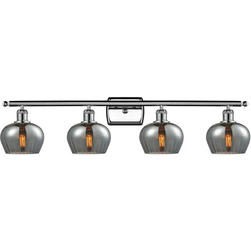 Ballston Fenton 4 Light 36 inch Polished Chrome Bath Vanity Light Wall Light in Plated Smoke Glass, Ballston
