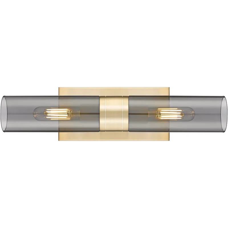 Boreas 2 Light 18 inch Champagne Bronze Linear Bath Vanity Light Wall Light in Light Smoke Glass