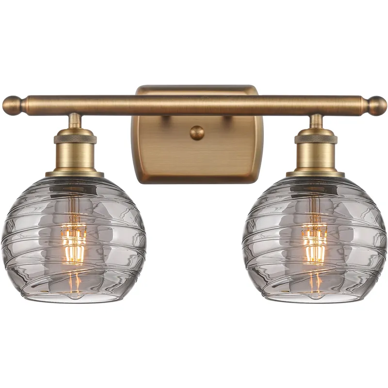 Ballston Athens Deco Swirl 2 Light 15.88 inch Brushed Brass Bath Vanity Light Wall Light