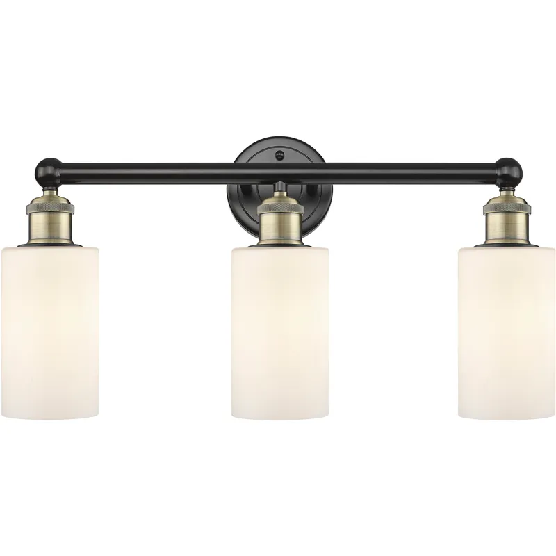 Clymer 3 Light 21.88 inch Black Antique Brass Bath Vanity Light Wall Light in Matte White