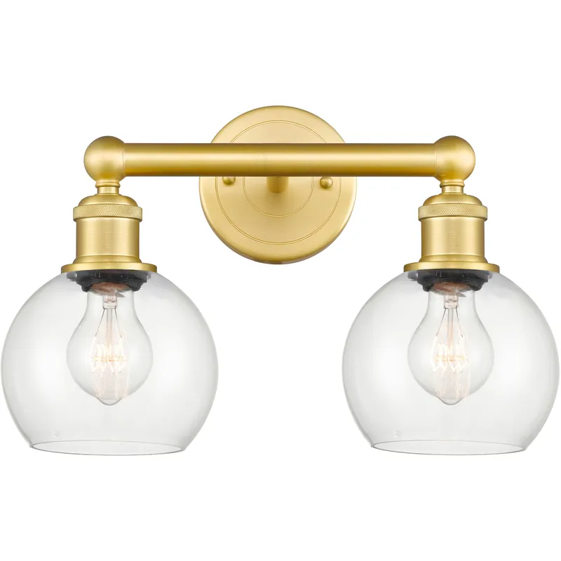 Athens 2 Light 15 inch Satin Gold Bath Vanity Light Wall Light in Clear