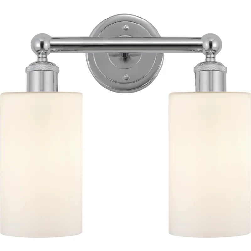 Edison Clymer 2 Light 13 inch Polished Chrome Bath Vanity Light Wall Light in Matte White Glass