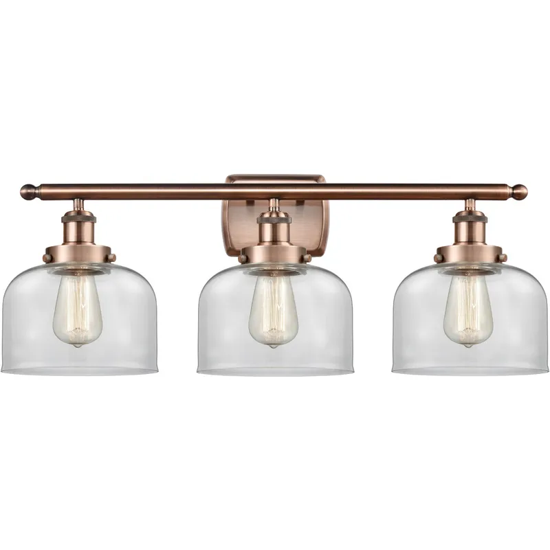 Ballston Large Bell LED 26 inch Antique Copper Bath Vanity Light Wall Light in Clear Glass