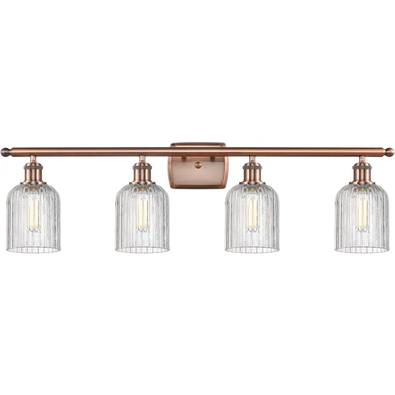 Bridal Veil 4 Light 35 inch Antique Copper Bath Vanity Light Wall Light in Clear