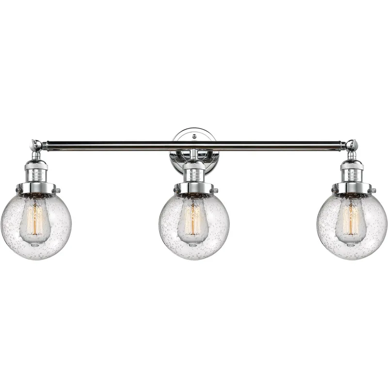Franklin Restoration Beacon LED 30 inch Polished Chrome Bath Vanity Light Wall Light in Seedy Glass, Franklin Restoration
