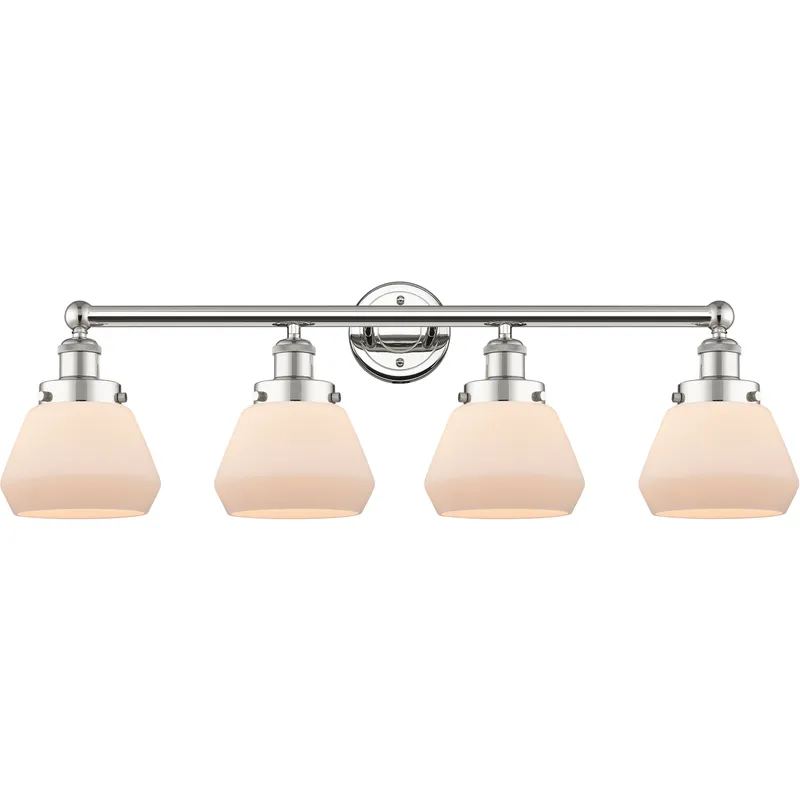 Fulton 4 Light 33.5 inch Polished Nickel Bath Vanity Light Wall Light in Matte White