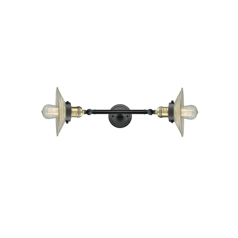 Franklin Restoration Halophane LED 9 inch Black Antique Brass Bath Vanity Light Wall Light in Clear Halophane Glass, Franklin Restoration
