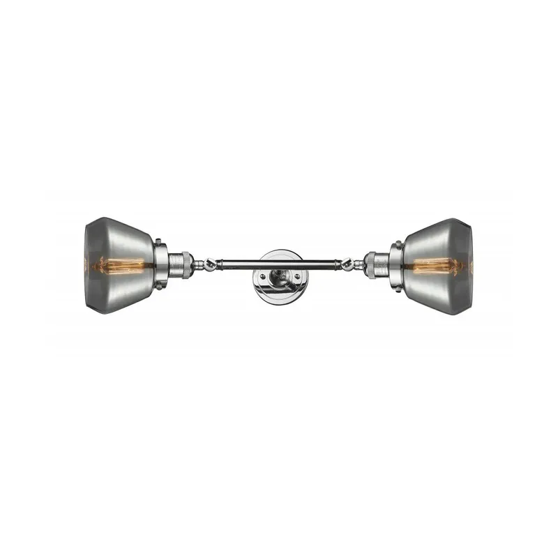 Franklin Restoration Fulton 2 Light 7 inch Polished Chrome Bath Vanity Light Wall Light in Plated Smoke Glass, Franklin Restoration