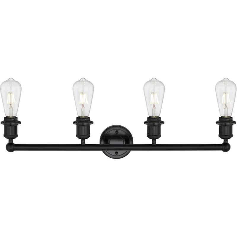Edison Fenton 4 Light 33.5 inch Matte Black Bath Vanity Light Wall Light in Mercury Glass