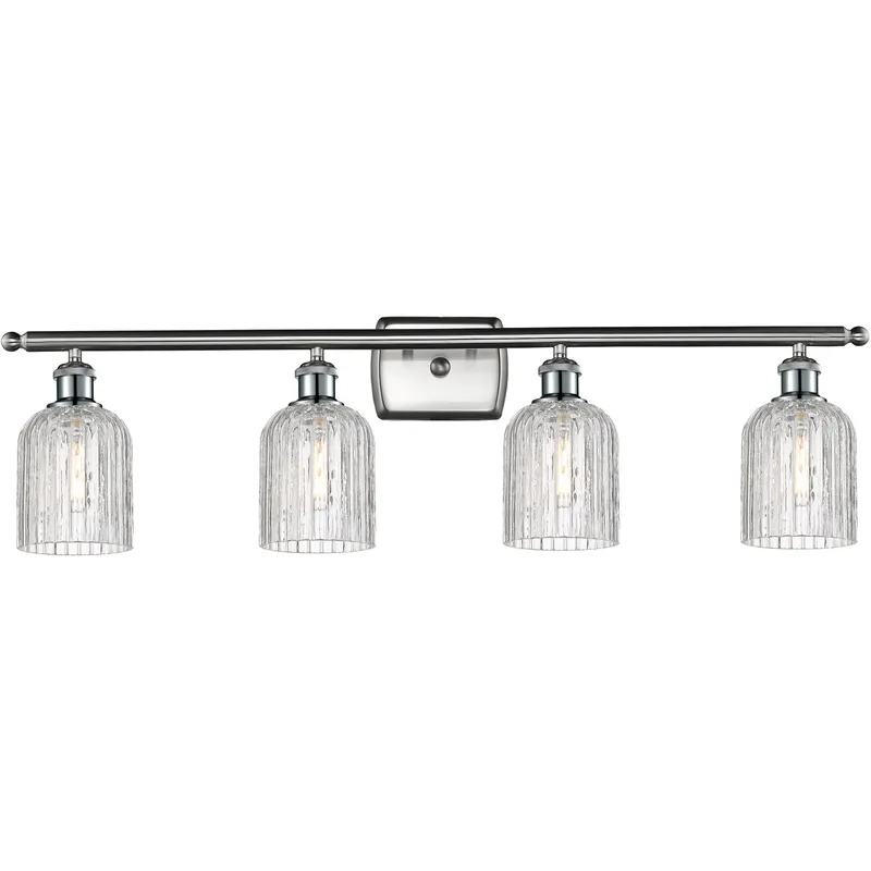 Bridal Veil 4 Light 35 inch Satin Nickel Bath Vanity Light Wall Light in Clear