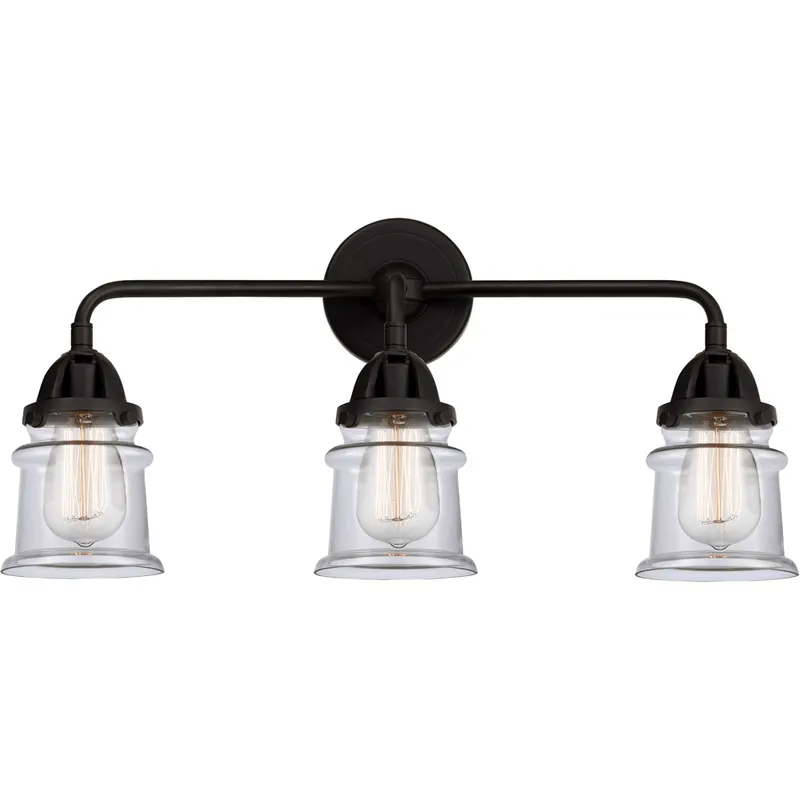 Nouveau 2 Small Canton LED 23.25 inch Matte Black Bath Vanity Light Wall Light in Clear Glass