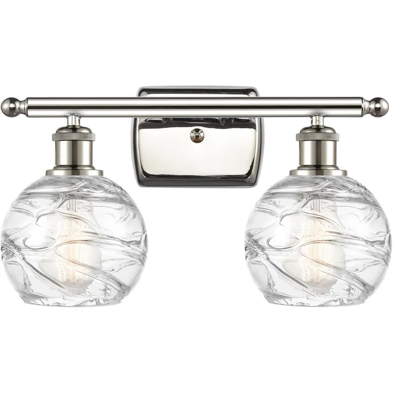 Ballston Small Deco Swirl 2 Light 16 inch Polished Nickel Bath Vanity Light Wall Light, Ballston
