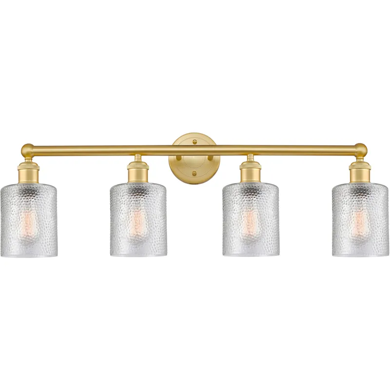 Cobbleskill 4 Light 32 inch Satin Gold Bath Vanity Light Wall Light in Clear