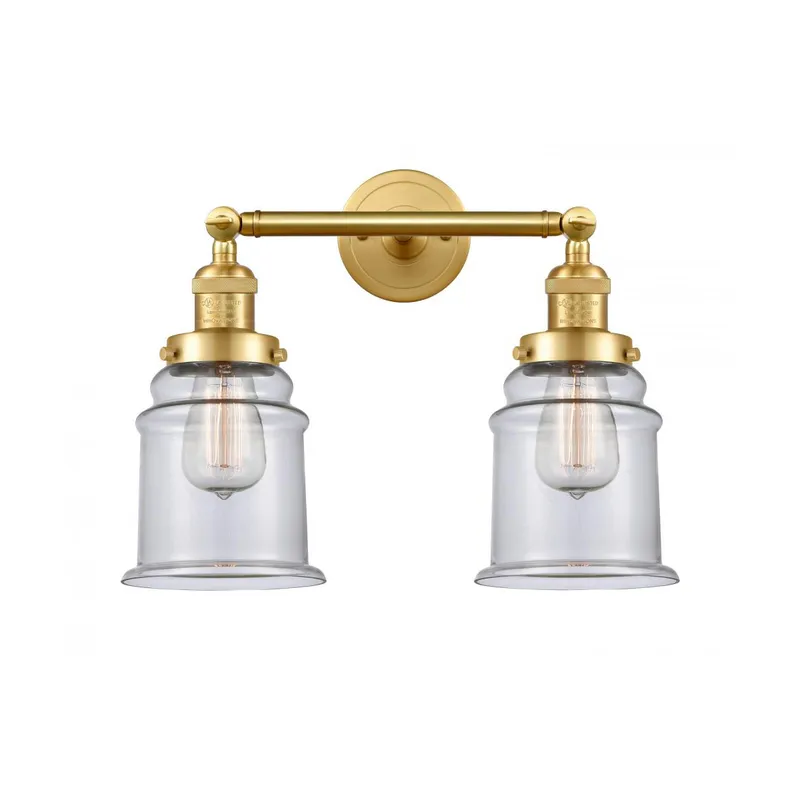 Franklin Restoration Canton 2 Light 17 inch Satin Gold Bath Vanity Light Wall Light in Clear Glass, Franklin Restoration