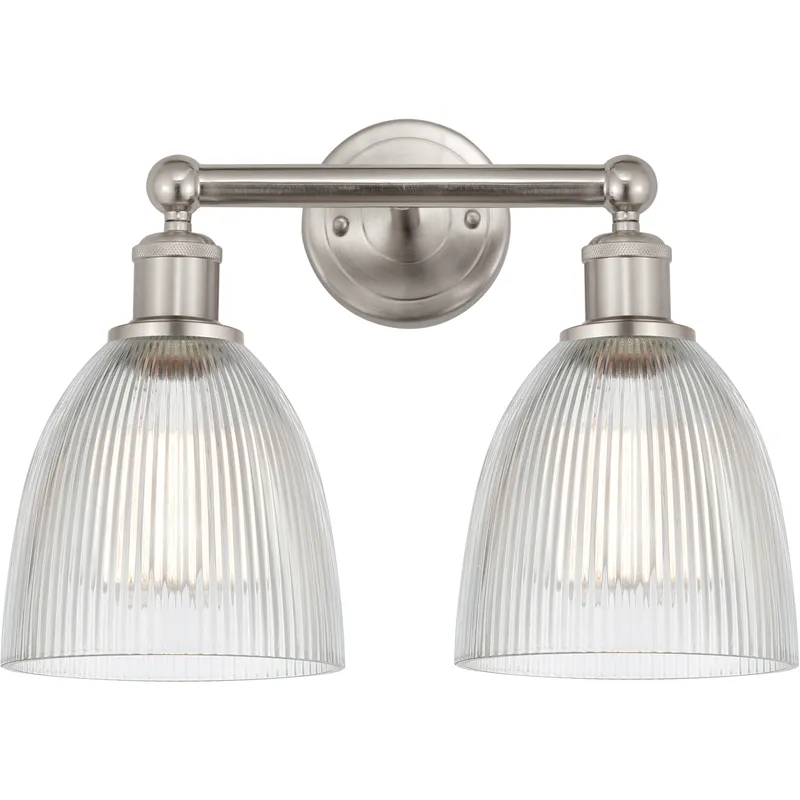 Edison Castile 2 Light 15 inch Brushed Satin Nickel Bath Vanity Light Wall Light in Clear Glass