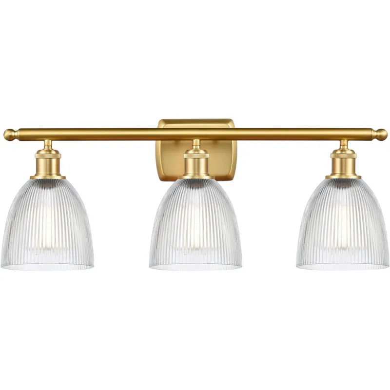 Ballston Castile 3 Light 26 inch Satin Gold Bath Vanity Light Wall Light in Clear Glass, Ballston
