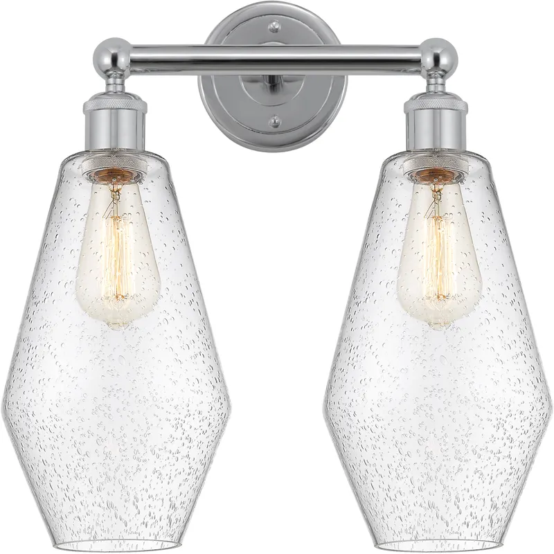 Cindyrella 2 Light 16 inch Polished Chrome Bath Vanity Light Wall Light in Seedy Glass