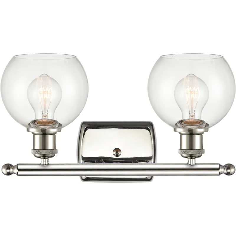 Ballston Athens 2 Light 16 inch Polished Nickel Bath Vanity Light Wall Light in Clear Glass