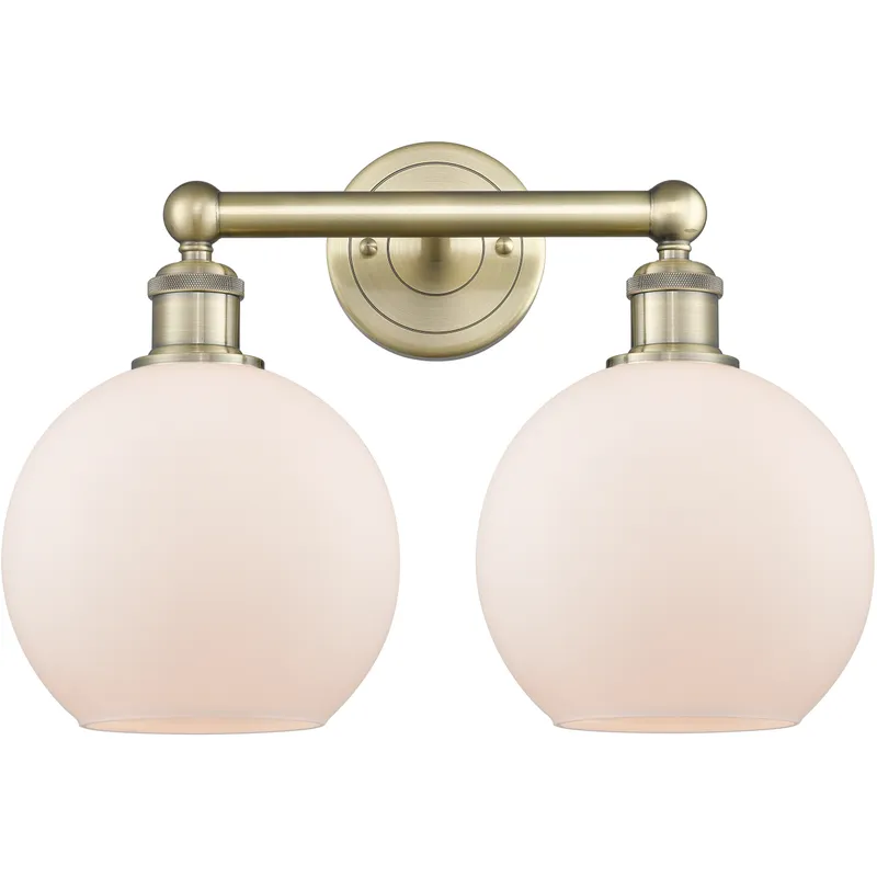 Athens 2 Light 17 inch Antique Brass Bath Vanity Light Wall Light in Matte White