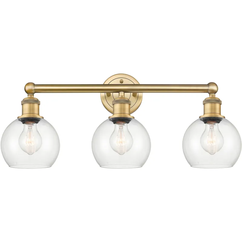 Athens 3 Light 24 inch Brushed Brass Bath Vanity Light Wall Light in Clear
