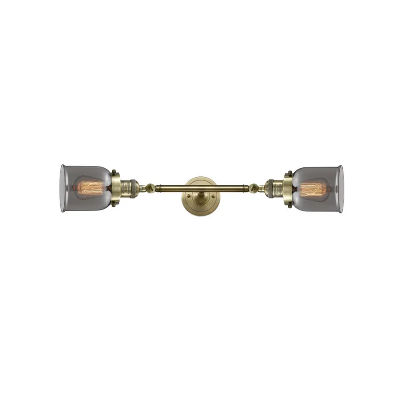 Franklin Restoration Small Bell LED 5 inch Antique Brass Bath Vanity Light Wall Light in Plated Smoke Glass, Franklin Restoration
