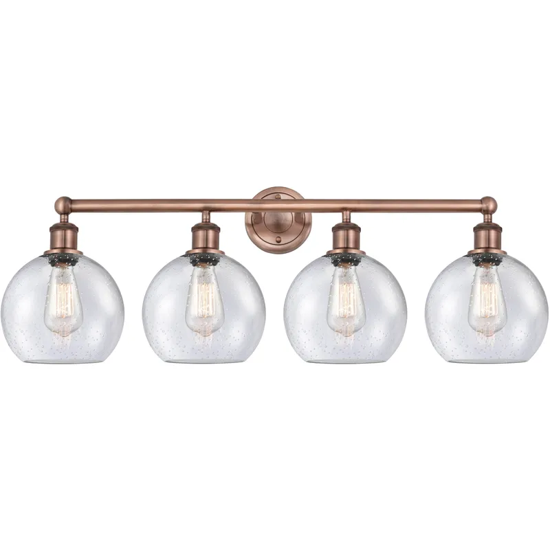 Athens 4 Light 35 inch Antique Copper Bath Vanity Light Wall Light in Seedy