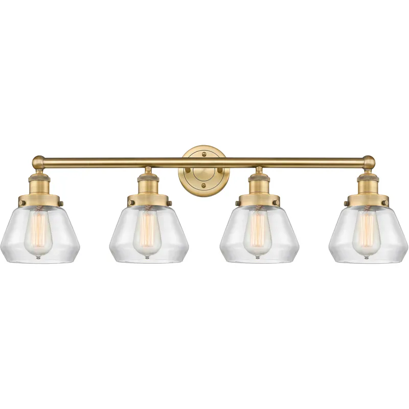 Fulton 4 Light 33.5 inch Brushed Brass Bath Vanity Light Wall Light in Clear Glass