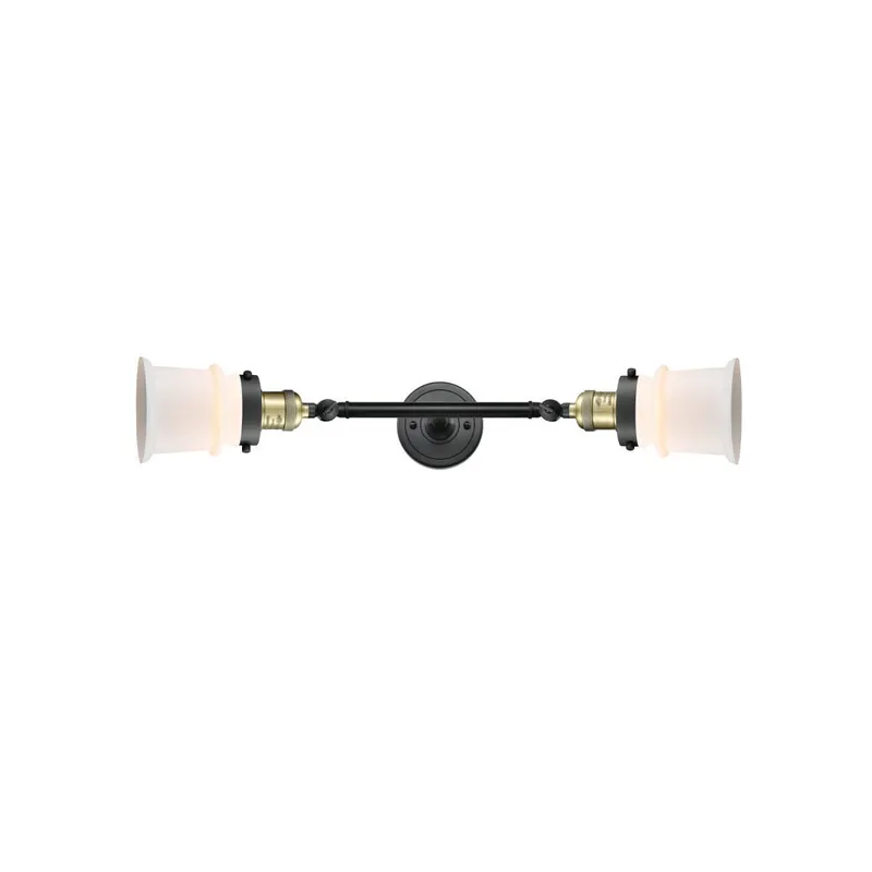 Franklin Restoration Small Canton 2 Light 6 inch Black Antique Brass Bath Vanity Light Wall Light in Matte White Glass, Franklin Restoration