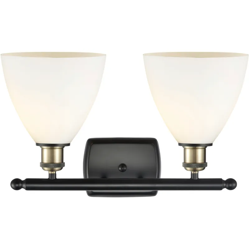 Ballston Ballston Dome LED 18 inch Black Antique Brass Bath Vanity Light Wall Light in Matte White Glass