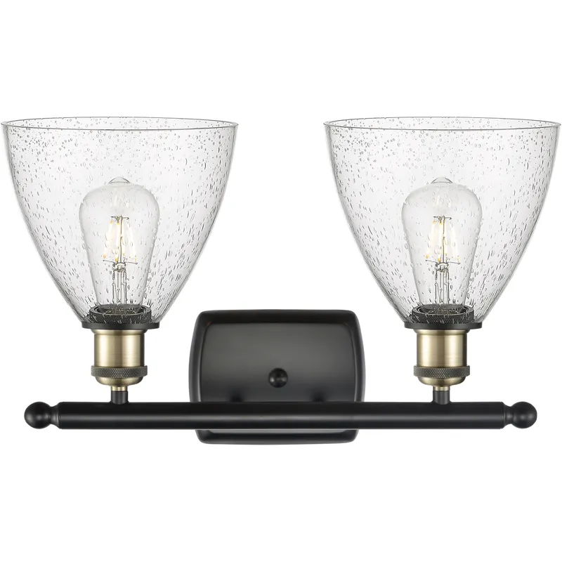 Ballston Ballston Dome LED 18 inch Black Antique Brass Bath Vanity Light Wall Light in Seedy Glass