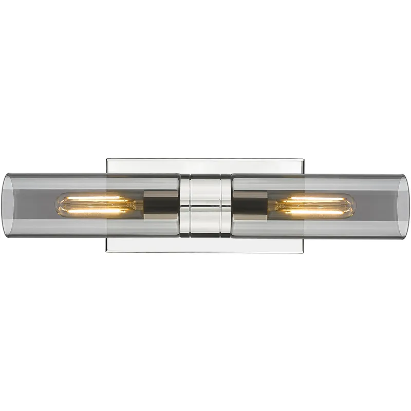 Ballston Urban 2 Light 18 inch Polished Nickel Bath Vanity Light Wall Light in Light Smoke Glass