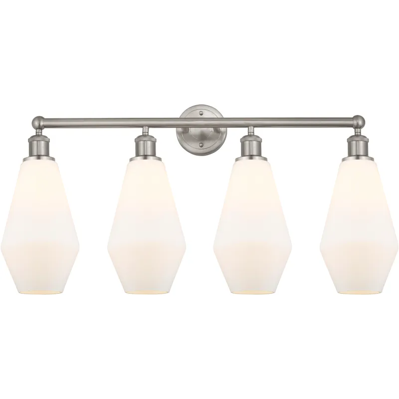 Cindyrella 4 Light 34 inch Brushed Satin Nickel Bath Vanity Light Wall Light in Matte White Glass